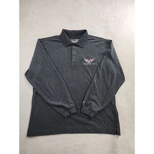 Cutter & Buck Long Sleeve Corvette Logo Pullover 3 Button  Shirt Gray Size Med.